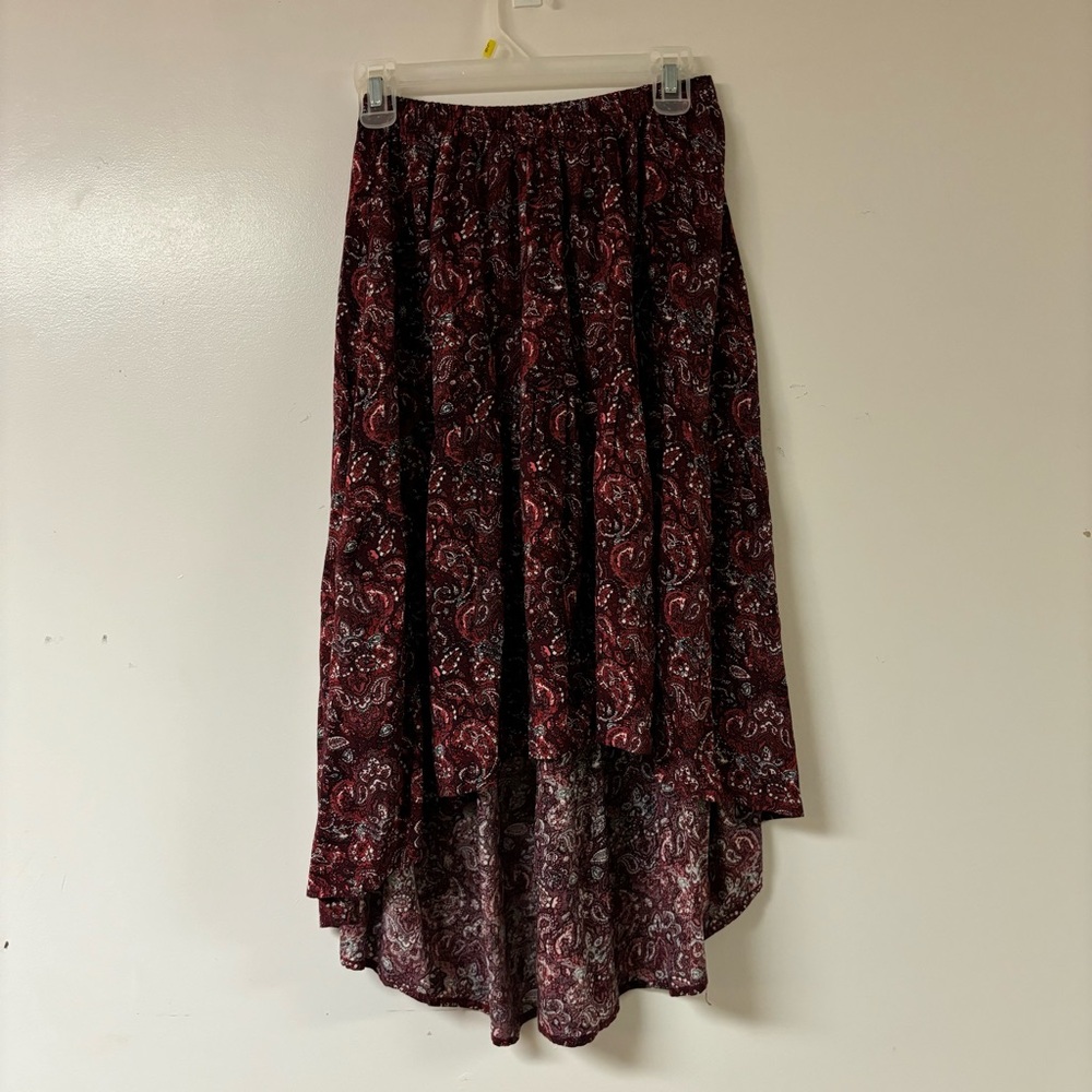 Red high low midi skirt size small